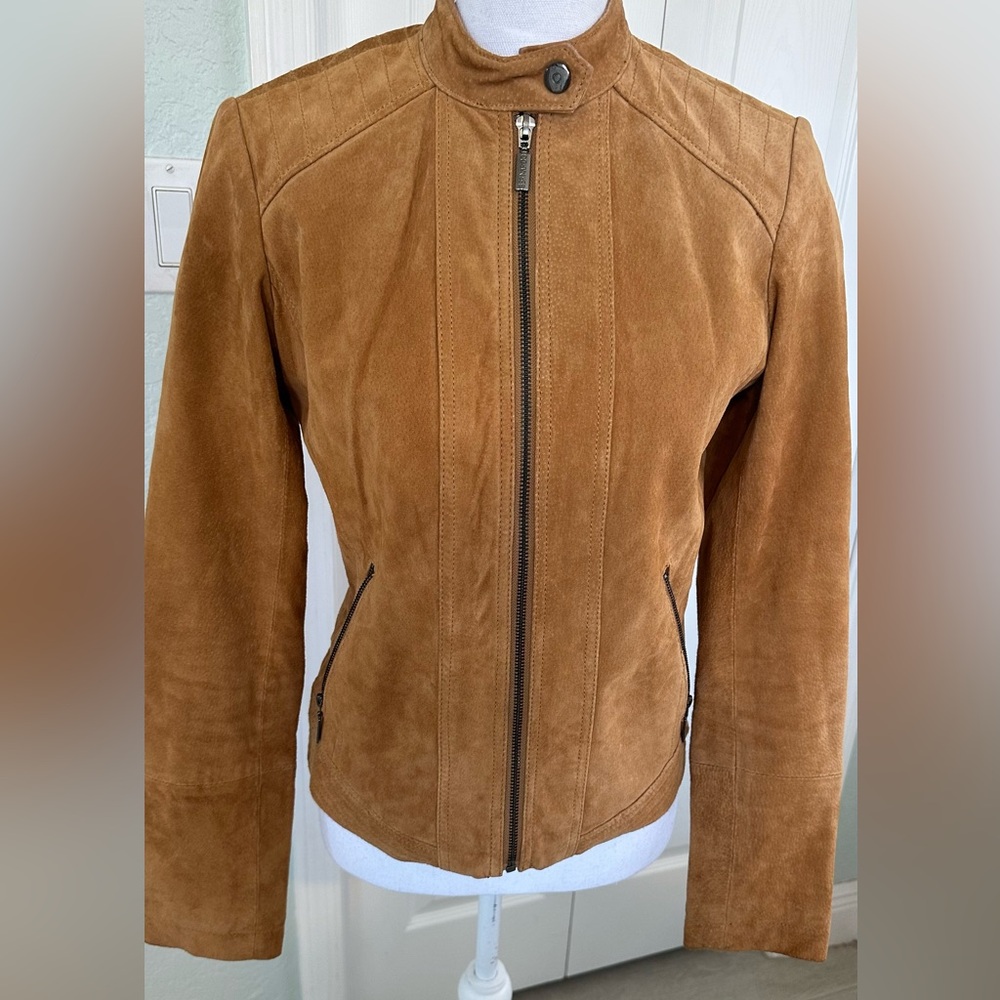 ** Bernardo Tan Suede Leather Jacket
